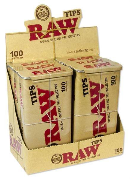 1 RAW Natural Unrefined Pre-Rolled Tips mit Metalldose Filtertips 100er Dose
